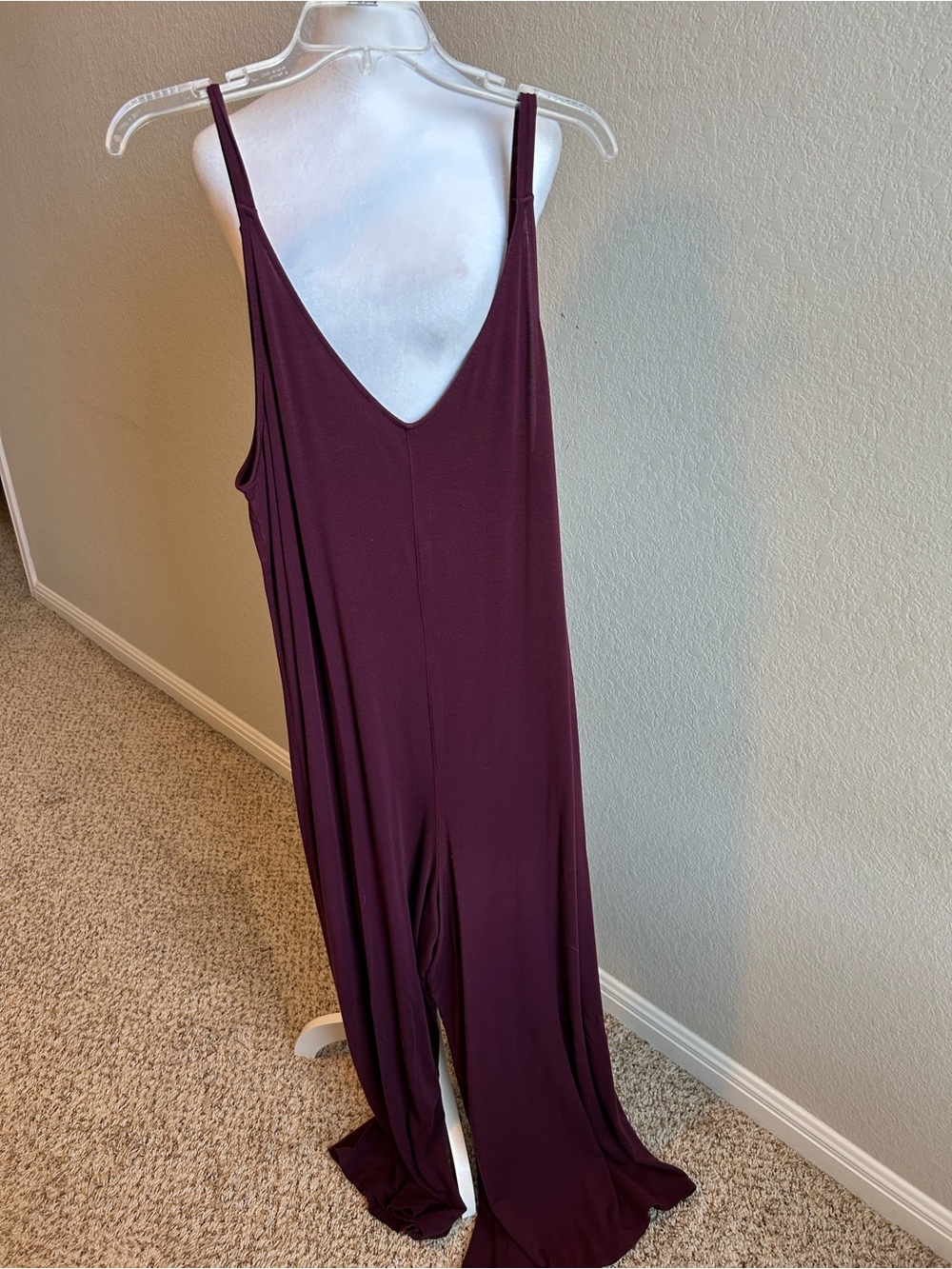 ATHLETA Burgundy Wide-legged Jumper Onesie Lounge Pantsuit Size Large